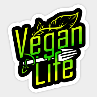 Vegan Life Logo With Fork - Go Vegan Sticker